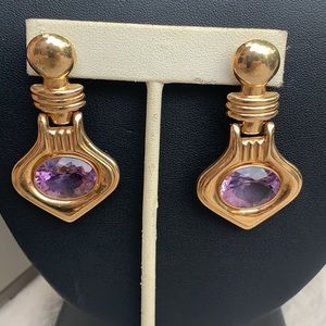 14k gold purple stone earrings